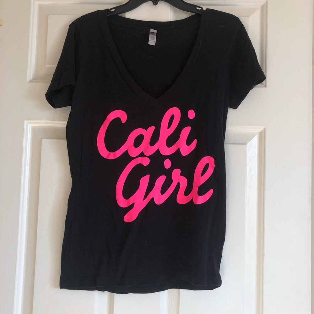 Cali Girl V-Neck Top, Black & Hot Pink